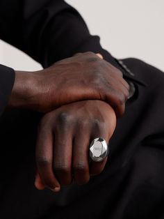 The oversized shape of Alexander McQueen's silver-tone ring echoes the statement hardware you'll find across the brand's collections. Polished to a shine, it's cut with multiple facets that reflect the light from every angle. Alexander Mcqueen Male Fashion, Alexander Mcqueen Collection, Alexander Mcqueen Ring, Roman Era, Mcq Alexander Mcqueen, Silver Signet Ring, Silver Ear Cuff, Alexander Mcqueen Men, Ring For Men