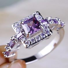 Purple Jewelry, Gemstone Engagement, Crystal Ring, Crystal Rings, Purple Amethyst, Womens Jewelry Rings, Unique Rings, Jewelry Ideas, Beautiful Rings