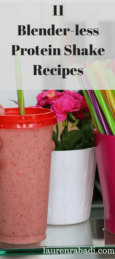 two cups filled with smoothie and straws next to each other on a table