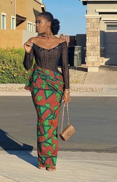 Ankara For Women, African Wedding Guest Dress, Corset Mermaid Dress, Wedding Guest Dress Plus Size, Traditional African Wedding, Ankara And Lace, Nigerian Lace Styles Dress, Nigerian Lace Styles