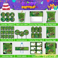 a birthday party package with green decorations