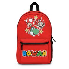 Back to School - Back to school supplies - Back to school outfit Bag - Mario Backpack - Mario Supplies - Super Mario - Super Mario Gifts  - Travelling Backpack for Kids - Backpack School - Mario Kart - Mario Birthday - Mario Gifts Introducing the Perfect Companion for Adventurous Kids: Custom Kid Backpack Are you ready to take your child's adventures to the next level? Look no further than our Custom Kid Backpack, designed to inspire imagination, foster independence, and provide the utmost comfo Themed Rectangular School Backpack, Themed Standard Backpack For School, Red Backpack For School Events, Red Standard Backpack For School Events, Themed Backpack For School, Themed School Backpack, Back To School Bags With Character Print, Themed School Bags With Character Print, Red Backpack For School Events At Year End