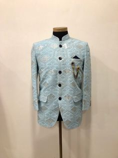 Handmade Thread Embroidered Bandhgala Suit| Jodhpuri blazer for men|indian wedding wear outifts|Mens jodhpuri suit| Mens prince suit Size 30,32,34,36,38,40,42,44,46,48,50,52,54 Wedding Bandhgala With Gota Work And Traditional Drape, Wedding Bandhgala With Gota Work, Festive Nehru Jacket With Gota Work For Formal Occasions, Festive Formal Nehru Jacket With Gota Work, Designer Festive Nehru Jacket With Gota Work, Formal Nehru Jacket With Gota Work For Diwali, Wedding Nehru Jacket With Gota Work For Eid, Festive Nehru Jacket With Gota Work For Wedding, Resham Embroidered Nehru Jacket For Groom At Diwali