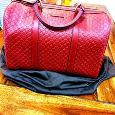 Red Guccisma Boston Bag With Strap To Use As A Crossbody Bag. Super Classic Bag! ... Nwot.. Gucci Red Shoulder Bag For Travel, Red Gucci Tote Bag, Luxury Red Gucci Bag, Luxury Red Bag With Dust Bag Included, Gucci Boston Bag, Classic Bags, Boston Bag, Gucci Bags, Gucci Bag