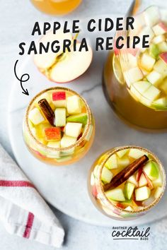 two glasses filled with apple cider sangria recipe