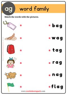 the word family worksheet with pictures and words to help kids learn how to read