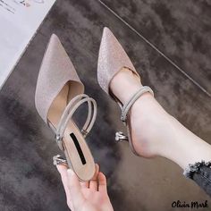 Olivia Mark - Stylish High Heel Sandals with Slim Heels, ankle strap and trendy design Korean Heels, Silver Sparkly Heels, Clogs Style, Elegant Heels, Sparkly Heels, Open Toe High Heels, Womens Stilettos, Stiletto Sandals, Pink Heels