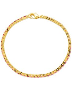 Add a touch of luxury to your look with the Hues of Pink Tennis Bracelet! Featuring a beautiful pink gradient of stones, this stunning tennis bracelet will have you sparkling with grace and elegance. Let your look shine in style! 😊 Materials: 14K gold plated brass, cubic zirconia Features:Measures 7" length, 0.1" width, 2mm CZ stones, Lead & Nickel free, lobster clasp Pink Tennis, Solid Gold Bracelet, Figaro Chain Necklace, Pearl Chain Necklace, Pink Gradient, Pink Round, Statement Drop Earrings, Mens Accessories Jewelry, Earring Sale