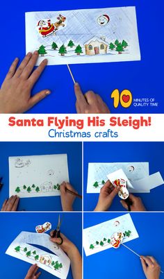 santa flying his sleigh christmas crafts for kids to make with paper and glue