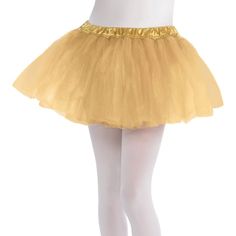 Buy the Child Tutu at Michaels. com. Featuring layers of tulle with a cute ruffled hemline, and a stretchy elastic waistband, this will be a comfortable addition to any costume. Add some bounce to your child's costume with our tutu! Featuring layers of tulle with a cute ruffled hemline, and a stretchy elastic waistband, this will be a comfortable addition to any costume. Details: Available in multiple colors One size fits most children Includes tutu Elastic waistband | Child Tutu By Amscan in Go Gold Tutu, Kids Tutu, Tutu Costumes, Costume Outfits, Kids Costumes, Costume Accessories, Ballet Skirt, Elastic, Gold