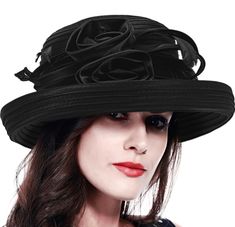 PRICES MAY VARY. 100% Polyester and Satin. The church hat fits a female head circumference of 21.3-22.8 inches. Adjustable size using interior ties. Classic round crown, upturned brim hat made of satin ribbon, flourished with flower and feather. Its a unique look, perfect for those who want to stand out with a one-of-a-kind hat. These fancy hats are the perfect, elegant accessory for your Sunday church events, family wedding, tea party, or other special events with friends all year round. The te Derby Hats Women, Kentucky Derby Dress, Twenties Party, Women Church, Derby Dress, Female Head, Wedding Tea, Kentucky Wedding, Tea Party Hats