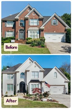 before and after photos of a house in the suburbs