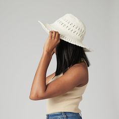 The sister to our handmade original cotton crochet, this hat features a beautifully scalloped edge paired with our signature crocheted style. With its easily storable design and great sun protection, this hat is perfect for any occasion! Features: Packable 4" brim Hat size: 57cm One size 100% cotton UPF 50 Cotton Crochet Hat For Vacation, Adjustable Cotton Yarn Hats, White Cotton Crochet Hat With Curved Brim, Brimmed Crochet Hat In Cotton Yarn, Lightweight Crochet Hat For Warm Weather, Casual Adjustable Crochet Hat With Upf 50+, Lightweight Casual Crochet Hat With Paper Straw, Casual Crochet Hat With Upf 50+ And Adjustable Fit, Summer Cotton Crochet Hat