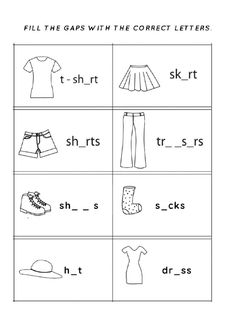 the worksheet for children to learn how to read clothes