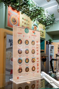 a menu board on display in a restaurant