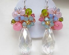 Find the perfect handmade gift, vintage & on-trend clothes, unique jewelry, and more… lots more. | pastel color jewelry Handmade Multicolor Elegant Crystal Earrings, Handmade Multicolor Crystal Elegant Earrings, Handmade Elegant Multicolor Crystal Earrings, Handmade Multicolor Crystal Earrings, Elegant Multicolor Handmade Crystal Earrings, Crystal Earrings With Faceted Beads As Gift, Handmade Pink Crystal Earrings, Handmade Pastel Earrings For Gift, Pastel Dangle Jewelry For Gifts