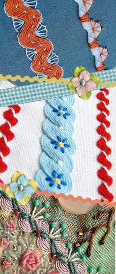 three different types of fabric with flowers on them