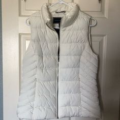 New With Tags, White With Inner Blue Lining. Beautiful Vest, Perfect Condition With Lots Of Details. True To Size Fitted Tommy Hilfiger Outerwear, Fitted Casual Tommy Hilfiger Outerwear, Tommy Hilfiger Fitted Casual Outerwear, Tommy Hilfiger Casual Spring Outerwear, Casual Tommy Hilfiger Outerwear For Spring, White Stretch Outerwear For Spring, Tommy Hilfiger Jackets, White Blue, Tommy Hilfiger