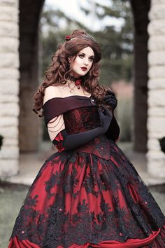 Black Lace Wedding Dress, Victorian Gown, Red Gothic, Gothic Wedding Dress, Custom Gown, Red Chiffon, Red Lace Dress, Bride Gowns