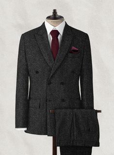 Keep your profile defined with our Harris Tweed Double Breasted Suit, which retains its heritage of practicality and longevity while extolling all the qualities and virtues of genuinely luxurious fabric. It's made from wool cloth and features classic design elements giving a vintage feel. This charcoal-colored suit uses a herringbone weave known for its broken zigzag pattern for subtle interest. 
 
 Look Includes  Harris Tweed Royal Charcoal Fabric  Double Breasted Jacket Style  Peak Lapel  Horn Grey Tweed Suit, Herringbone Tweed Jacket, White Linen Suit, Green Velvet Jacket, Peaky Blinders Suit, Royal Blue Suit, Charcoal Suit, Gatsby Theme, Italian Suit