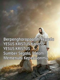 jesus and mary with the words, berenenaraganh kepadda yes kristus karema