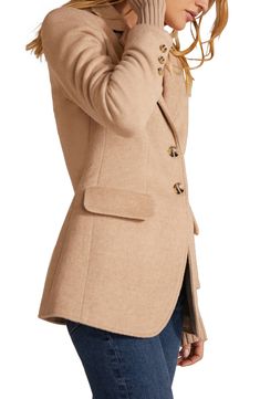 A woolly blazer starts off with a classic design and then switches things up by adding ribbed cotton-and-cashmere cuffs to create a bulk-free layered look. 30" length (size Medium) Notched lapels Lined 42% wool, 30% polyester, 20% viscose, 5% acrylic, 3% other fibers or 42% wool, 35% polyester, 23% viscose Dry clean Imported Fall Tweed Jacket With Button Cuffs And Notch Lapel, Winter Workwear Blazer With Button Cuffs, Fitted Cashmere Outerwear With Button Cuffs, Winter Sport Coat With Notch Lapel And Button Cuffs, Classic Winter Blazer With Hidden Button Closure, Fall Blazer With Button Cuffs And Suit Collar, Winter Wool Blazer With Button Cuffs, Fall Wool Blazer With Button Cuffs, Tailored Fall Blazer With Button Cuffs