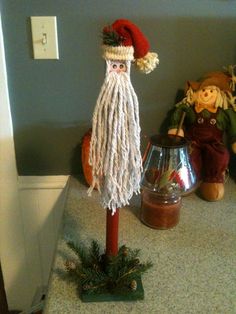 a christmas decoration is displayed on the counter