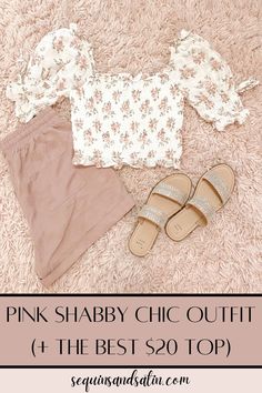 SHABBY CHIC OUTFIT IDEA   THE CUTEST $20 VINTAGE FLORAL TOP | Looking for a pink shabby chic outfit? Well in this post I share with you the best out of all the shabby chic outfits! These shabby chic clothes are total love shack fancy dupes that give off that romantic and vintage look. This shabby chic idea with the puff sleeve blouse is sure to be your new favorite that you will wear on repeat. The $20 floral blouse is the cutest top! #shabbychic #shabbychicoutfit #floraltop #vintagefloral Pink Fashion Photography, Shabby Chic Outfits, Minimal Chic Outfits, Target Outfits, Short Girl Fashion, Cute Outfits With Shorts, Pink Shabby Chic, Vintage Floral Top