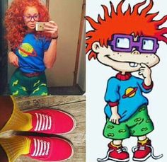 1k #halloween Rugrats Costume, Chuckie Rugrats, Cartoon Halloween Costumes, Punny Halloween Costumes, Halloween Costume Puns, 90s Halloween Costumes, Halloween Costumes Ideas, 90s Halloween