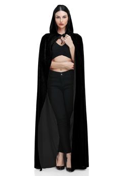 PRICES MAY VARY. Black Velvet Cape: 100% Polyester Velvet Cloak with hood, soft, comfortable, made to last, no itchy fabrics. Retro velvet vampire cape/robe flows very nicely, easy to move and maneuver. Unisex Hooded Cloak: Length(from collar to hem) of M is 51.18", fit for 4'6"-5'6" tall teens and adults; L is 59.06", fit for 5'4"-6'4" tall adults. Full length unisex design generally used for both female and male. Cloak with Hood: Long velvet wizard hood & cloak/cape adding more mysterious sens Velvet Vampire, Hood Halloween Costume, Hood Cloak, Witch Cape, Cloak With Hood, Vampire Cape, Cape Women, Loki Costume, Vampire Halloween Costume