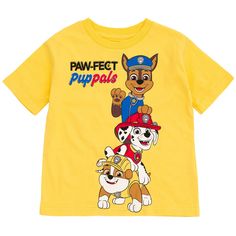 Get ready for a fun adventure in this cute Paw Patrol tee and shorts! Join Marshall, Chase, Rubble, Skye, Rocky, Zuma, Everest, and the rest of the rescue pups as they help solve problems around Adventure Bay with their pal Ryder. This cool short sleeve shirt and mesh shorts set features an easy-to-dress design and vibrant Paw Patrol artwork your kid will be excited to wear! Made of a soft and lightweight material that keeps your child comfortable, this stylish Paw Patrol outfit is perfect for a Cute Yellow T-shirt For Playtime, Character Style Cotton Short Sleeve Tops, Character Print Crew Neck T-shirt For Playtime, Crew Neck T-shirt With Character Print For Playtime, Short Sleeve T-shirt With Character Print, Character Style Short Sleeve T-shirt With Cartoon Print, Fun Character Print T-shirt For Playtime, Cute Character Print T-shirt For Playwear, Cotton T-shirt With Character Print For Playwear