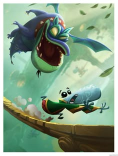 an image of a cartoon character flying through the air with another character in front of him