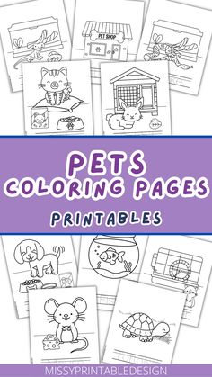 the pets coloring pages are filled with pictures and text that says pets coloring pages printables