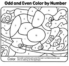 an odd and even color by number coloring page with numbers for kids to print out