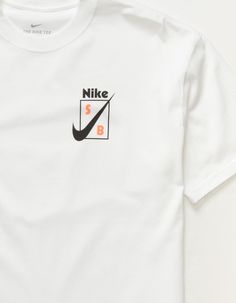 Nike SB Jagged T-Shirt. Ribbed crew neckline. Short sleeves. Graphic screened at left chest. 100% cotton. Machine wash. Imported. Nike T Shirts Mens White, Nike T Shirts Boys, Nike Sports Tee, Nike Jordan T Shirt, Nike T Shirt Mens, Nike Clothes Mens, Nba T Shirts, Free T Shirt Design, Jordan Shirts