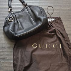 Authentic Gucci Sukey Shoulder Tote Bag Black Leather - Durable, Beautiful Bag! Black Gucci Shoulder Bag For Shopping, Elegant Black Gucci Shoulder Bag, Gucci Black Leather Shoulder Bag, Black Gucci Shoulder Bag With Branded Hardware, High-end Black Gucci Shoulder Bag, Bags Gucci, Tote Bag Black, Shoulder Tote Bag, Gucci Bags