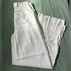 Brand New With Tags. Size 27 Regular, Wide Leg Trousers. Unfortunately They’re Too Big For Me Which Is Why I’m Selling. Linen White. Formal High Rise Pants For Spring, Formal High-rise Pants For Spring, Formal High-rise Spring Pants, Fitted Linen Wide Leg Full Length Pants, High Rise Cream Pants For Summer, High Rise Trousers, Linen White, Jumpsuit Trousers, Wide Leg Trousers