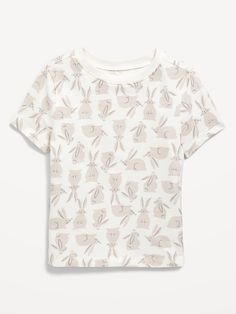 Short-Sleeve Printed T-Shirt for Toddler Girls | Old Navy Cotton Crew Neck Tops With Front Print, Casual Crew Neck T-shirt With Character Print, White Tops With Character Print For Spring, Patterned All Over Print T-shirt For Spring, White Character Print Top For Spring, Spring Patterned T-shirt With All Over Print, Playful Crew Neck T-shirt For Loungewear, Spring Crew Neck Tops With Funny Print, Casual Character Print Tops For Spring