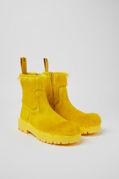 Eki  by Camper Camper Boots, Yellow Boots, Camper Shoes, Old Shoes, Platform Ankle Boots, Sweaters And Leggings, Calf Hair, Comfortable Sandals