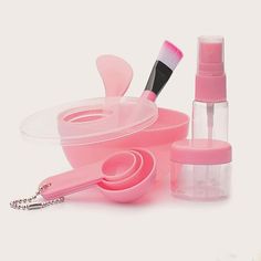 Pink    Plastic      Beauty Tools Mixing Bowl Cover, Mask Bowl, Face Mask Brush, Diy Kosmetik, Homemade Mask, Diy Facial, Mascara Facial, Wash Brush, Skin Care Kit