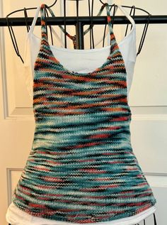 Hand Knit Tunic Style Tank Top in Hand Dyed Super Wash Wool Multicolor Casual Knitted Tops, Casual Multicolor Knitted Top, Casual Hand-knitted Fitted Top, Casual Fitted Hand Knitted Top, Casual Fitted Hand-knitted Tops, Style Tank Top, My Community, Tunic Style, Knit Tunic