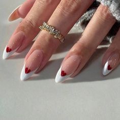 Super Cute And Stylish Ships In 5-10 Business Days Makijaż Smokey Eye, White Nail, Heart Nails, French Tip Nails, Valentine's Day Nails, Valentines Nails, Nail Accessories, Cute Acrylic Nails, French Manicure