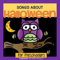 an owl is sitting on a branch with the words halloween for preschoolers