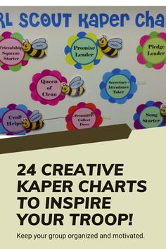 a bee themed bulletin board with the words, creative crafts to inspire your troop