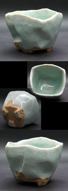 three different angles of a ceramic bowl