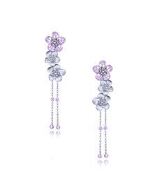 258-white-gold-pink-sapphire-earrings-cherry-blossom-collection Cherry Blossom Jewelry, Flower Season, Pink Sapphire Earrings, Flower Band, Sakura Flower, Ear Cuff Earings, Dope Jewelry, Themed Jewelry, Sapphire Necklace