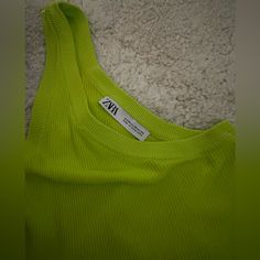 Like Green, Half Shoulder Top From Zara. Never Worn. Zara Green Tank Top For Summer, Zara Green Casual Tank Top, Casual Green Zara Tank Top, Zara Green Stretch Tank Top, Green Stretch Zara Tank Top, Zara Green Crop Top For Spring, Zara Lace Top, Peasant Crop Top, Burgundy Blouse