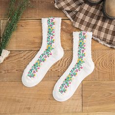 https://superladystar.com/collections/socks/products/womens-retro-floral-socks Embroidery Theme, Boots Socks, Flower Socks, Floral Socks, Sock Packs, Women's Socks, Cute Little Things, Socks And Tights, Boot Socks