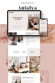 the landing page for an interior design studio