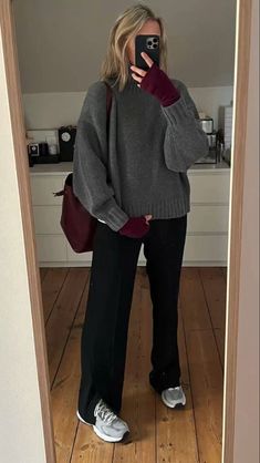 Grey Sweater Outfit, Chique Outfit, Uni Outfits, Everyday Fashion Outfits, Casual Day Outfits, Elegante Casual, Looks Black, 가을 패션